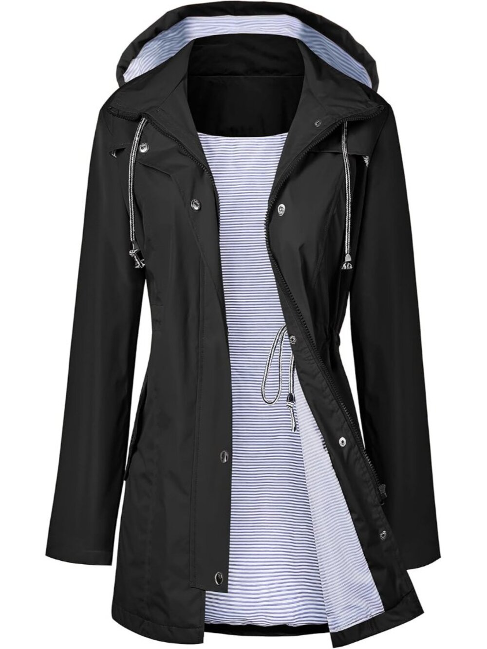 Raincoat Women Waterproof Long Hooded Trench Coats Lined Windbreaker Travel Jack